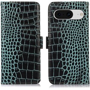 Google Pixel 8A ケース 手帳型 本革 スマホケース 水色 Rureu Eyu-8A-green 872