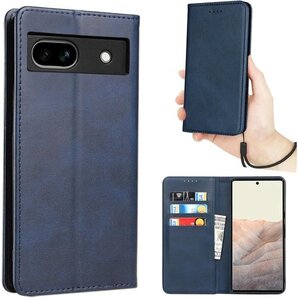 Google Pixel 8A ケース 手帳型 ストラ カード入れ マグネット フリップ 落ち着いた色 ネイビー 898