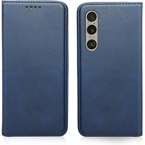 Ayakumo Xperia 1 VI ケース 手帳型 ンプルデザイン ヴィンテージライクな質感 耐衝撃 ブルー 922