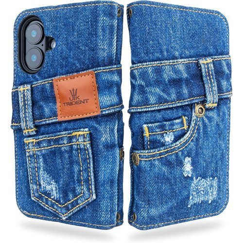 UK Trident デニム iPhone16ケース ンケース カード収納 おしゃれ iPhone16 ケース 939
