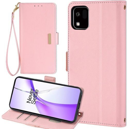 京セラ かんたんスマホ3 A205KC ケース 手帳型 ストラップ ストラップ付きケース スマホケース ピンク 1000