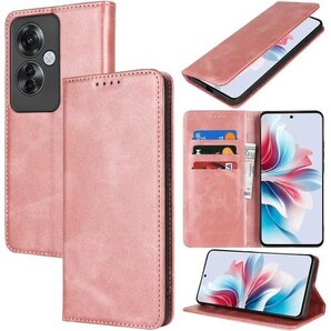 OPPO Reno11 A ケース 手帳型 Reno1 カードスロット、キックスタンド レザー ローズゴールド 1003