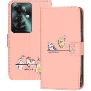 Kedic OPPO Reno11 A ケース 手帳型 止保護 手帳型 Oppo Reno11a ケース ピンク 1087