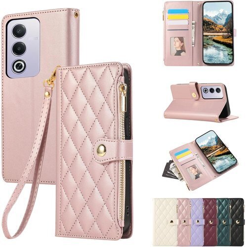 Rosbtib OPPO A3 5G ケース 手帳型 ラップ付き マグネット式 スタンド機能 全面保護 ピンク 1162