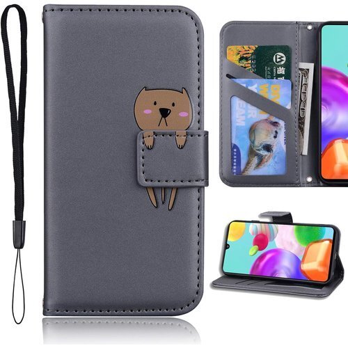 Galaxy A25 5G ケース 手帳型 SC-53 ット スタンド機能 おしゃれ 犬 かわいい 薄型 グレー 1298