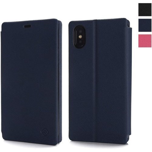 40s iPhone XS ケース 手帳型 フリップケ ソフトレザー素材 耐衝撃 軽量 薄型 日本品質 ネイビー 67