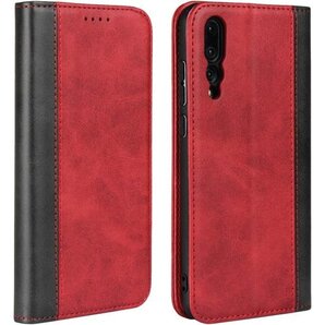 ファーウェイ Huawei P20 Pro HW-01 マグネット ベルトなし スタンド 4色 レッド+ブラック 105