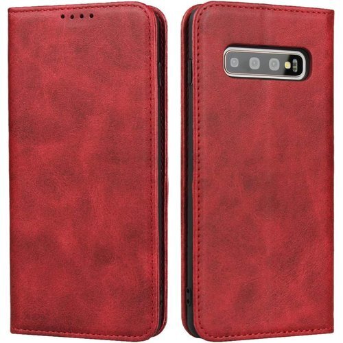 Eastwave SAMSUNG Galaxy S10 ー 内蔵マグネット 合成皮革 財布型カバー 5色 レッド 198