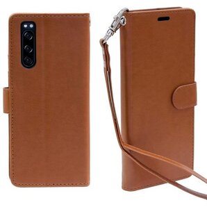 iNTAG Xperia 5 用 ケース 手帳型 レザ キャメルブラウン 全3色 iN-VTGSTxp5-BR 247