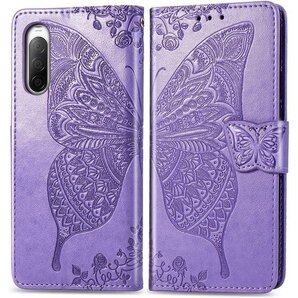 Xperia 10 II ケース 手帳型 エクスペリア 撃 ストラップホール付 画面保護 ソフト擦り傷防止 薄紫 406