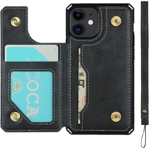 Pelanty for iPhone 12 Mini 撃 滑り防止 全面保護 ストラップ 携帯カバー-ブラック 550