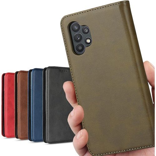 Galaxy A32 5G ケース 手帳型 ケース A スタンド機能 シンプル 落ち着いた色 レトロ グリーン 677