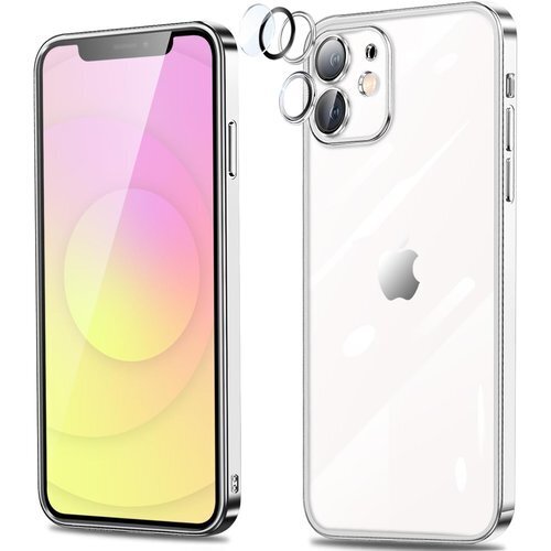 iPhone12 mini ケース クリア アイフォン 銀縁 背面クリア メッキ加工 専用スマホケース シルバー 783
