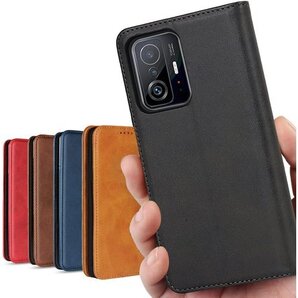 Xiaomi 11T ケース Xiaomi 11T P カード入れ スタンド機能 落ち着いた色 レトロ ブラック 927
