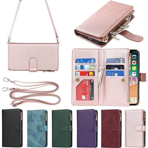 Eastwave アイフォンfor iPhone XS 小銭入れ ファスナーポケット付き PUレザー 6色ピンク 1055