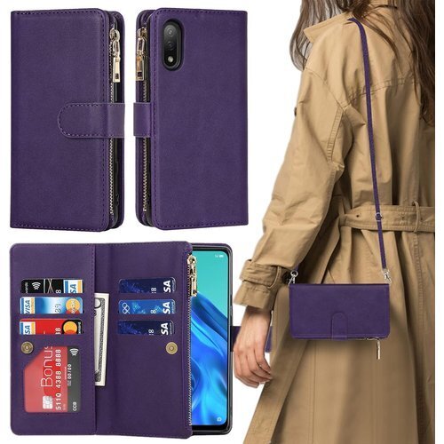Xperia Ace II ケース 手帳型 ショルダー ィケース カード入れ スマホケース 携帯カバー パープル 1094