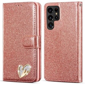 QLTYPRI Samsung Galaxy S22 全面保護 きらきら 全機種 充電対応 - ローズゴールド 1110
