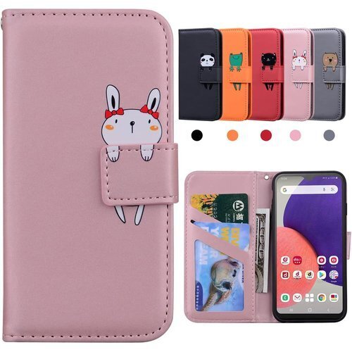 Kedic Galaxy A22 5G ケース 手帳型 B ケース ギャラクシー A22 5G カバー -ピンク 1124