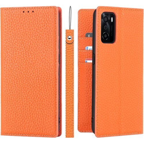 OPPO A55s 5G ケース 手帳型 オッポ a5 スタンド マグネット 耐衝撃 おしゃれ 6色 オレンジ 1130