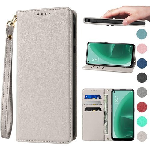 OPPO Reno5 A ケース 手帳型 高質PUレザ スタンド機能 便利 スプラット同梱 携帯ケース カーキ 1142