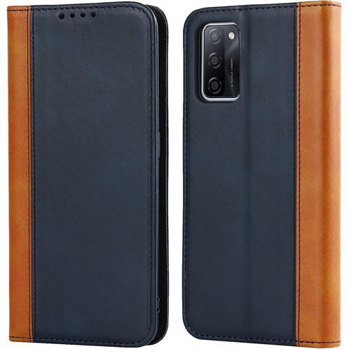 OPPO A55s 5G ケース 手帳型 オッポ a5 ベルトなし マグネット スタンド 4色 ブルー+イエロー 1201