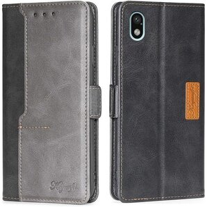 Xperia Ace III ケース 手帳型 SO-5 SO-53C SOG08 スマホケース ブラック+グレー 1250