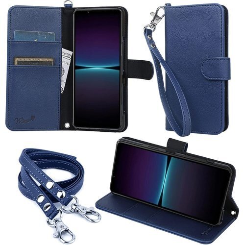 wisers Xperia 1 IV ケース 手帳型 2種付 ハンドストラップ/ネックストラップ カード収納 1277