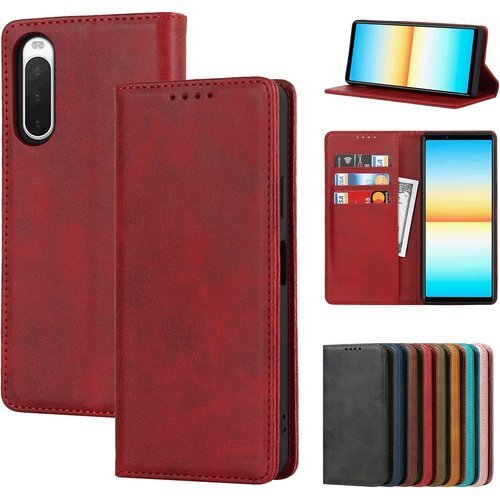 Eastwave for Sony Xperia 10 ンド機能 人気 おしゃれ 二つ折り 耐衝撃 5色 レッド 1415