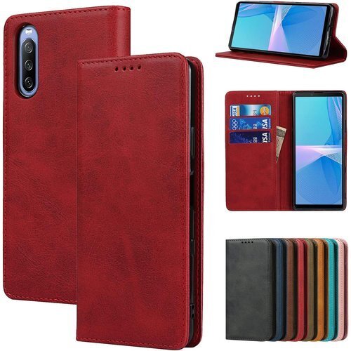 Eastwave for Sony Xperia 10 ンド機能 人気 おしゃれ 二つ折り 耐衝撃 5色 レッド 1438