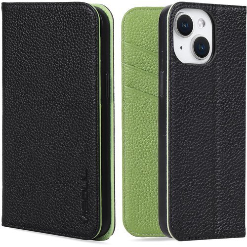 VISOUL iPhone14 ケース 手帳型 本革 ン14 手帳 対応 6.1インチ iphone 14 緑 1506