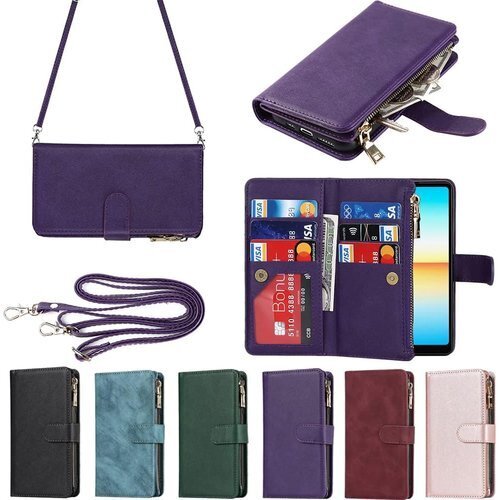 Eastwave for Xperia ACE III 入れ ファスナーポケット付き PUレザー 6色 パープル 1513