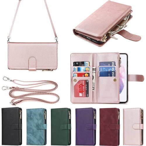 Eastwave for Samsung Galaxy 銭入れ ファスナーポケット付き PUレザー 6色 ピンク 1514