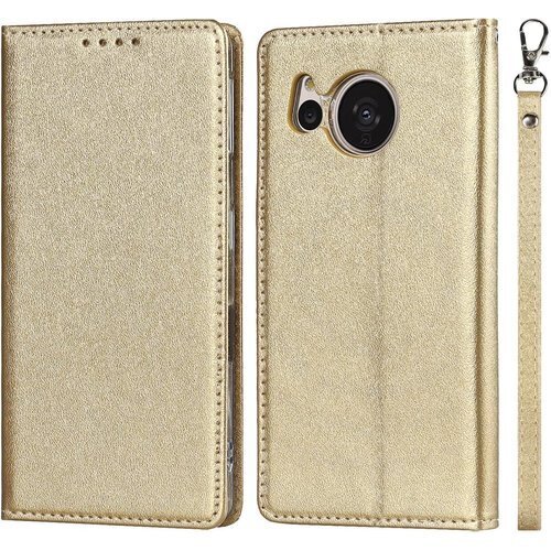 Elick AQUOS sense7 ケース 手帳型 カード収納 アクオス センス7 ケース カバー ゴールド 1770