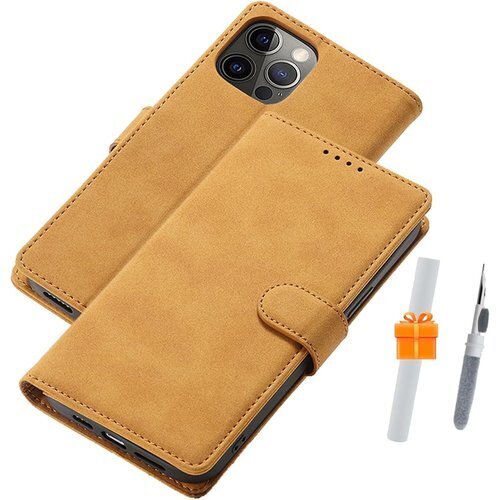 LIAKI iPhone 13mini ケース 手帳型 ケース 多機能 軽量 防塵 薄型 耐衝撃保護 イエロー 1924