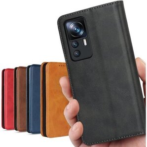 Xiaomi 12T Pro ケース 手帳型 Soft カード入れ スタンド機能 落ち着いた色 レトロ ブラック 2063