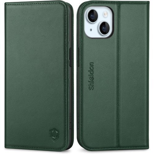 SHIELDON iPhone 15 対応ケース 手帳 ス 202発売 6.1インチ 5G ミッドナイトグリーン 2187