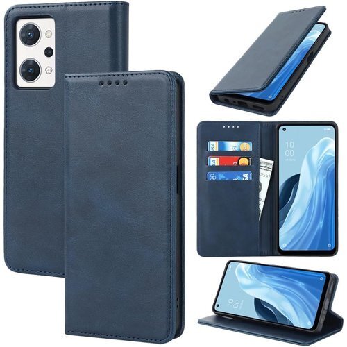 適用 oppo reno7 a ケース 手帳型 opp 手帳型 カードスロット、キックスタンド レザー ネイビー 2195