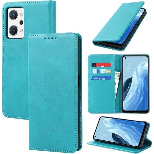 適用 oppo reno7 a ケース 手帳型 opp 型 カードスロット、キックスタンド レザー スカイブルー 2197