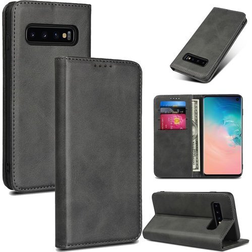 galaxy s10 ケース 手帳型 かわいい 財布 耐衝撃 カードスロット、キックスタンド レザー ブラック 2323