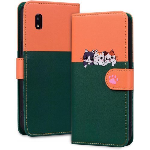 Galaxy A20 ケース 手帳型 おしゃれ Gal ド収納 マグネット式 スタンド機能 軽量 ダークグリーン 2337