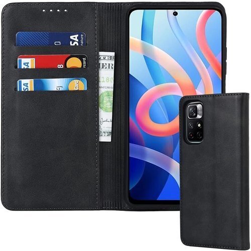 redmi note 11 pro 5g ケース 手帳 ケース カードスロット、キックスタンド レザー ブラック 2433