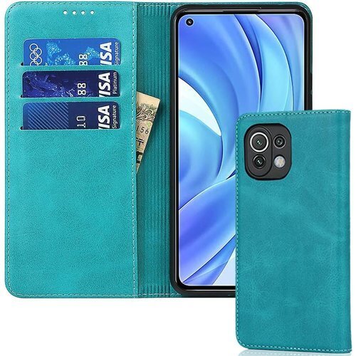 xiaomi 11 lite 5g ケース 手帳型 x ス カードスロット、キックスタンド レザー スカイブルー 2477