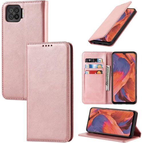 oppo a73 ケース 手帳型 耐衝撃 オッポa73 カードスロット、キックスタンド レザー ローズゴールド 2478