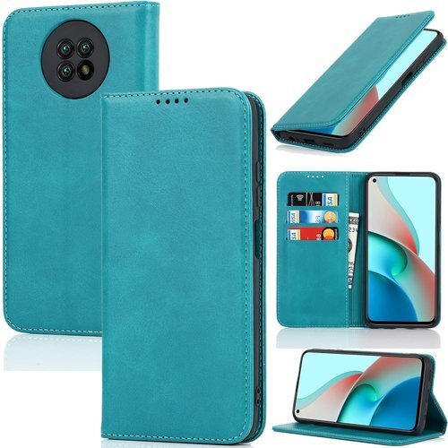 xiaomi redmi note 9t ケース 手帳 ス カードスロット、キックスタンド レザー スカイブルー 2482