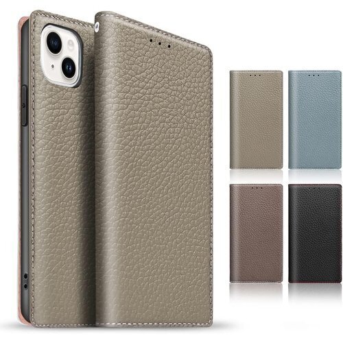 TENSIK iPhone15 ケース 手帳型 アイフ 付き カードポケッ トギフトボックス付き グレー×ピンク 2499