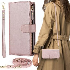Xperia 5 V ケース 手帳型 ショルダー ポシ ドケース カバー ショルダーケース スマホケース ピンク 2525