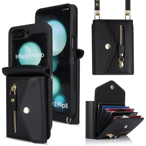 Pelanty 手帳型ケース for Galaxy Z クシーZフリップ5 5G スマホケース 耐衝撃 ブラック 2817
