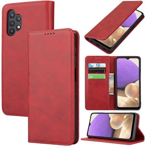 a32 5g galaxy ケース 手帳型 galax カバー カードスロット、キックスタンド レザー レッド 2868