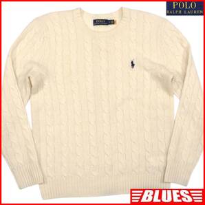 即決★POLO RALPH LAUREN★メンズ S ニット セーター ラルフローレン 白 アイボリー ウール カシミヤ