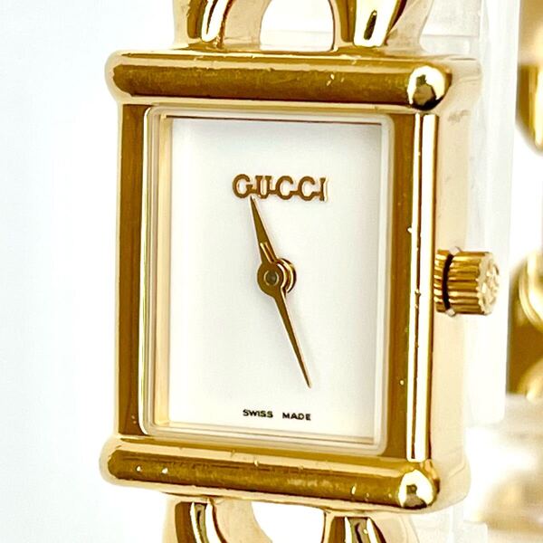 【稼働】磨き済み グッチ GUCCI 1800L レディース 腕時計 美品 電池新品 ゴールド 白文字盤 s2119